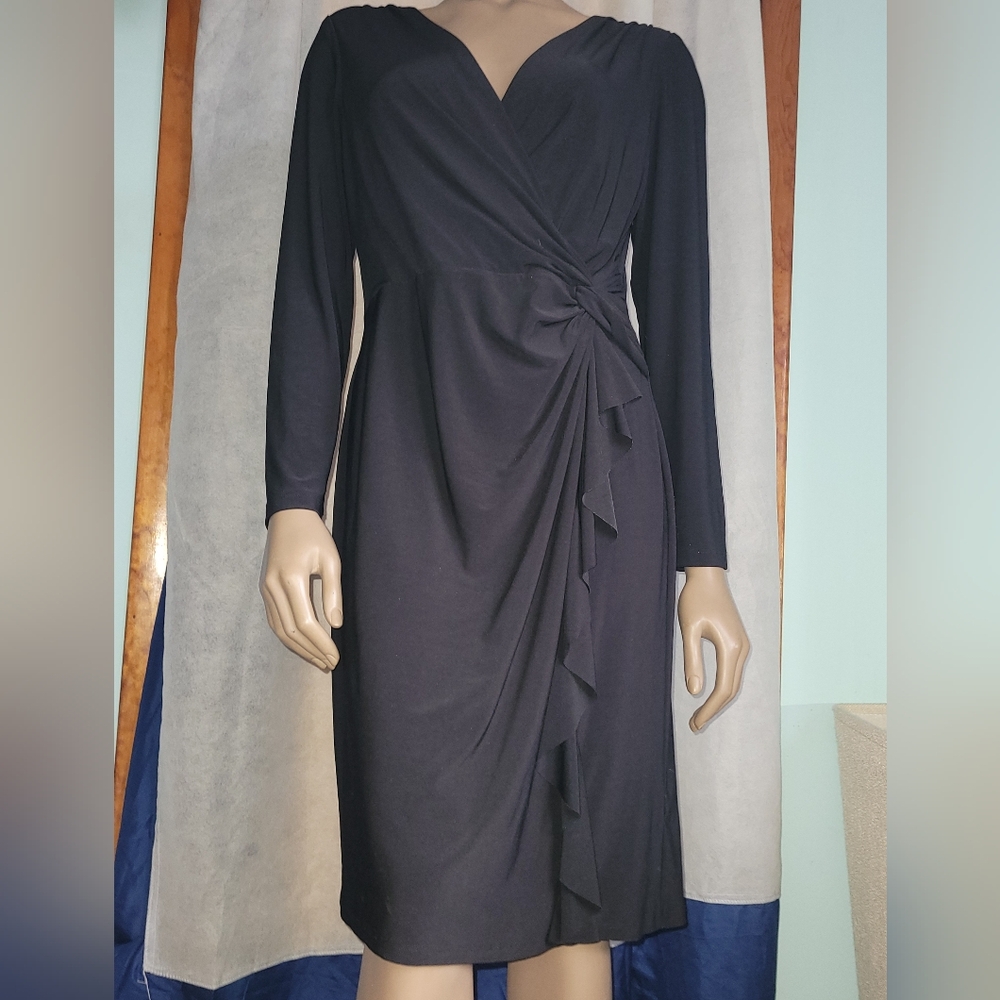American Living Ruffled Faux Wrap Long Sleeved Dress - Picture 2 of 10